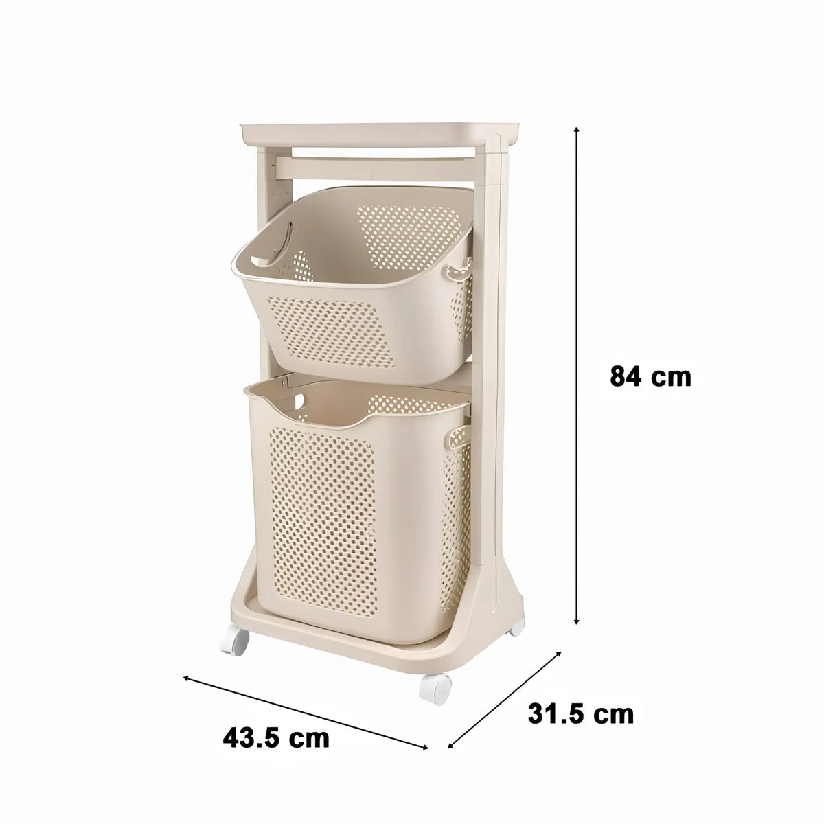 2 Layer Moveable Laundry Basket With Top Storage